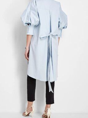 Oscar De La Renta Women's Oversized High-low Stretch-cotton Shirt In Topaz Blue